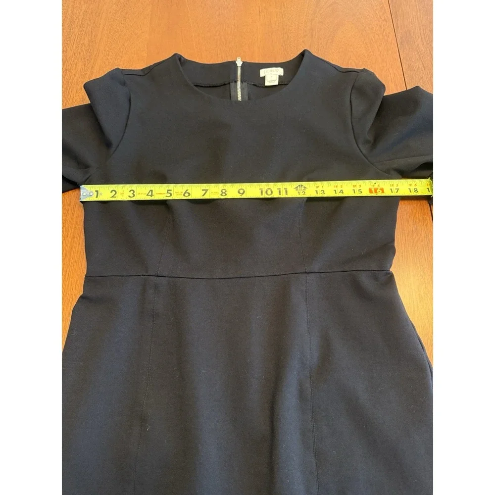 J. Crew Dress Womens Sz 8 Sheath Black Structured Knit Stretch‎ Career Work